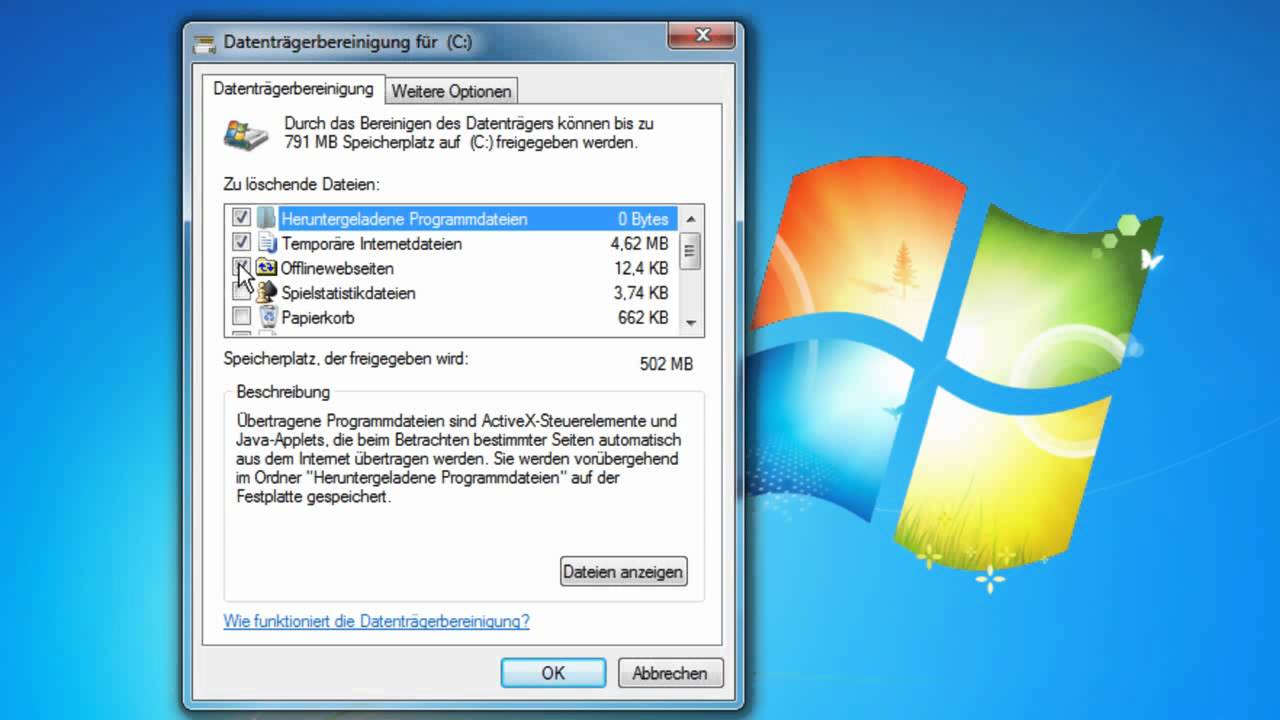 Windows 7 - Temporäre Dateien löschen